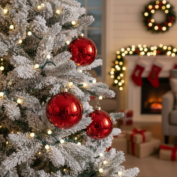 3件套6英寸红色玻璃圣诞装饰球节日树装饰品悬挂球用于派对装饰FBA发货-11
