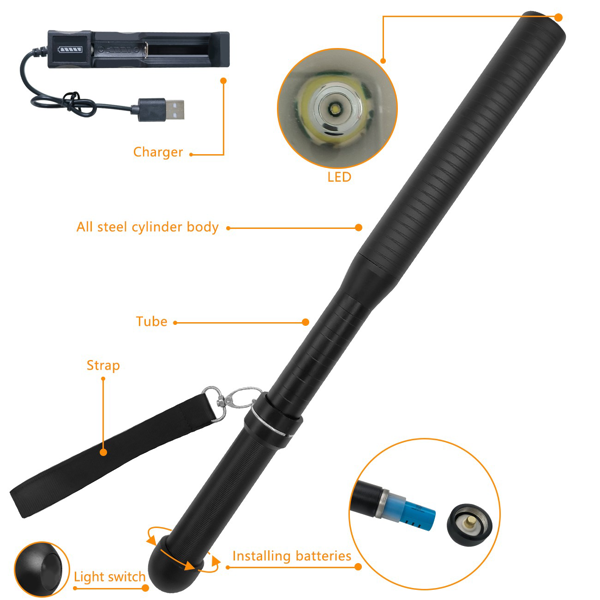 USB可充电LED手电筒3模式户外露营徒步手电筒套装-3