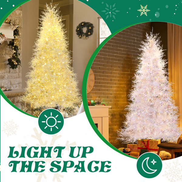 7ft 白色 枯枝树 自动树 PE  1218枝头 400皮线灯无极灯 圣诞树 30V 6W 美规-6