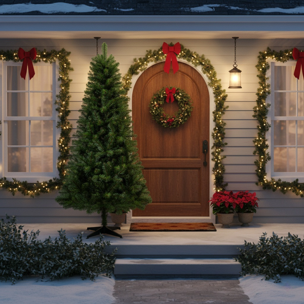 6英尺铰链式圣诞树人造植物全PVC树枝582个尖端，4条腿支架室内节日派对装饰FBA发货-8