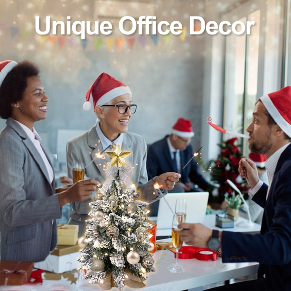 （今年的金色有变化）55cm植绒玫瑰金色迷你圣诞树带LED灯（周末不发货）人造桌面圣诞装饰  精美饰品适用于家庭公寓办公室-7