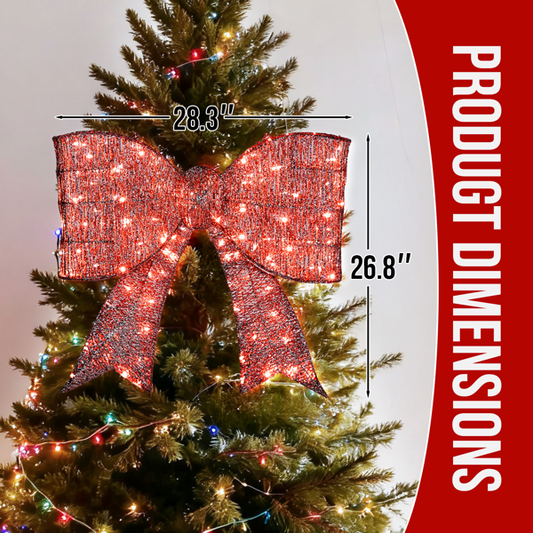 72*12*65cm 红色 蝴蝶结 绕线撒粉 124LED灯 暖白灯  圣诞灯饰经典元素 31V 3.6W 英规-11