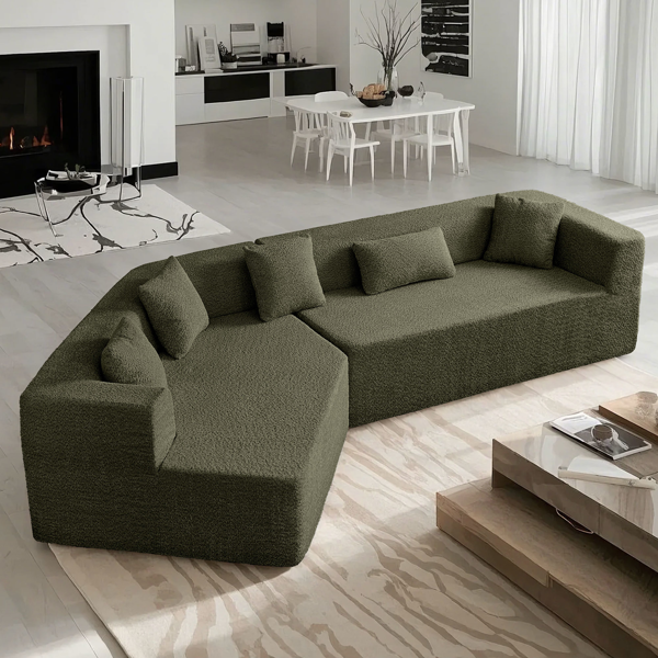 127.5'' Modern Minimalist Sofa With Deep Seat,No Assembly Needed-3