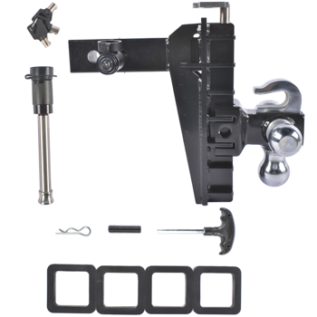 拖车挂接装置 Black Adjustable Trailer Hitch Fits 2.0-Inch Receiver 8" Drop Hitch