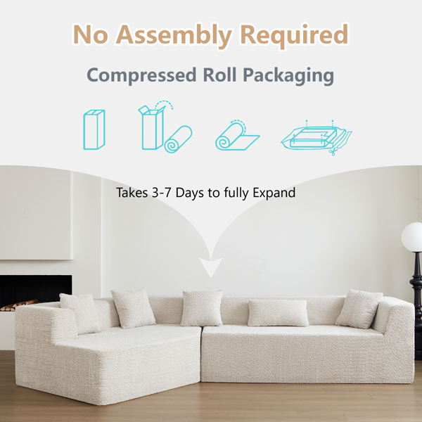 127.5'' Modern Minimalist Sofa With Deep Seat,No Assembly Needed-6