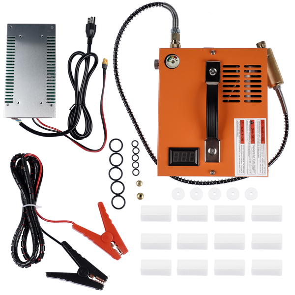 空气压缩机 Orange Air Compressor w/ Converter 4500PSI 30MPA Supports 12V-110V Power Supply-3