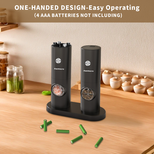 电动盐与胡椒磨器套装，可调节粗细，电池供电，厨房调味工具，适用于厨房，送礼-7