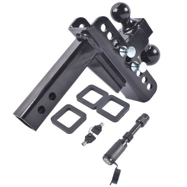 拖车挂接装置 Trailer Hitch 2" Receiver 2" and 2-5 /16" Ball Fit for ATVS RVS Carbon Steel-4