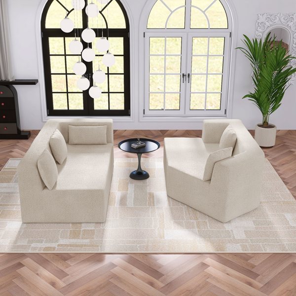 127.5'' Modern Minimalist Sofa With Deep Seat,No Assembly Needed-2