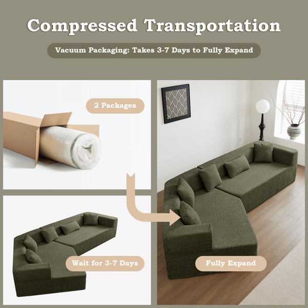 127.5'' Modern Minimalist Sofa With Deep Seat,No Assembly Needed-4