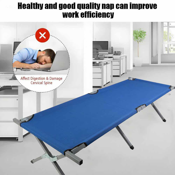 行军床 户外露营床，折叠轻便床，便携式露营床，带便携包，适合成人徒步狩猎旅行  蓝色-6