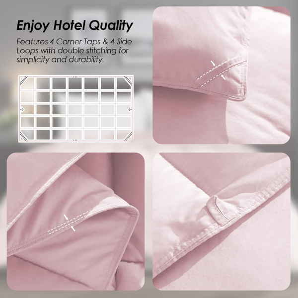 粉色被子被芯，粉色舒适柔软亲肤胖被，可水洗机洗，适用于卧室，四季皆宜，圣诞节礼物-3