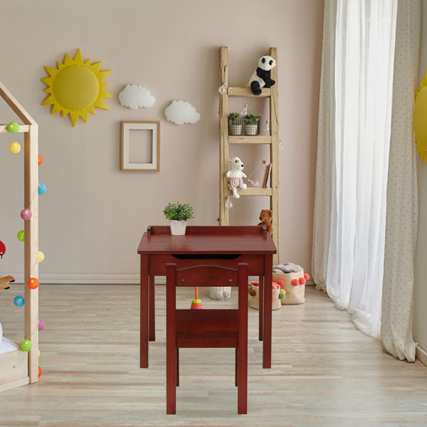 可收纳 长方形 桌面可收纳 深咖色 学习桌椅 儿童桌椅 现代 适用于3岁以上 59*40.5*55cm P2密度板 1se-15