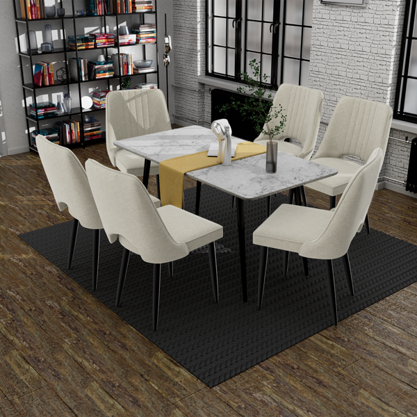 餐椅套装（4张），带靠背厨房椅，PU皮革材质，适用于客厅、休闲区及吧台的餐厅座椅-5