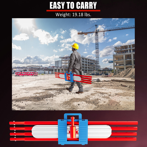 牛角抹子混凝土工具套装，48英寸×8英寸镁铝合金混凝土抹子配4个可组合手柄，带携带工具箱的混凝土牛角抹子，抹灰刀，混凝土收面专用牛角抹子套装-6