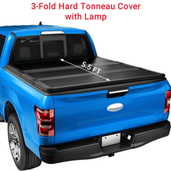 尾箱盖 5.5FT Hard Tri-Fold Tonneau Cover with Light Replacement for 2015-2025 Ford F-150 Truck Bed Waterproof