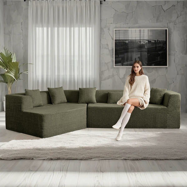 127.5'' Modern Minimalist Sofa With Deep Seat,No Assembly Needed-1