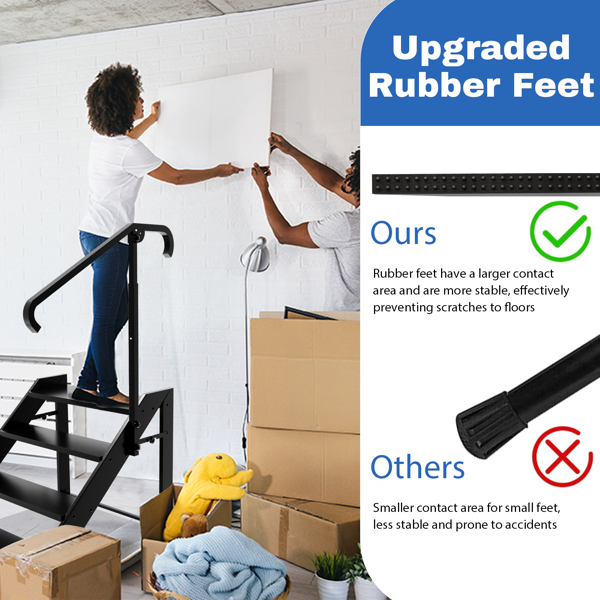 折叠四步梯，可折叠踏脚凳，房车防滑踏板，最大承重660磅（约300公斤），适用于家庭、旅行拖车、露营车、移动房屋、水疗中心及门廊的热水浴缸踏板。-6