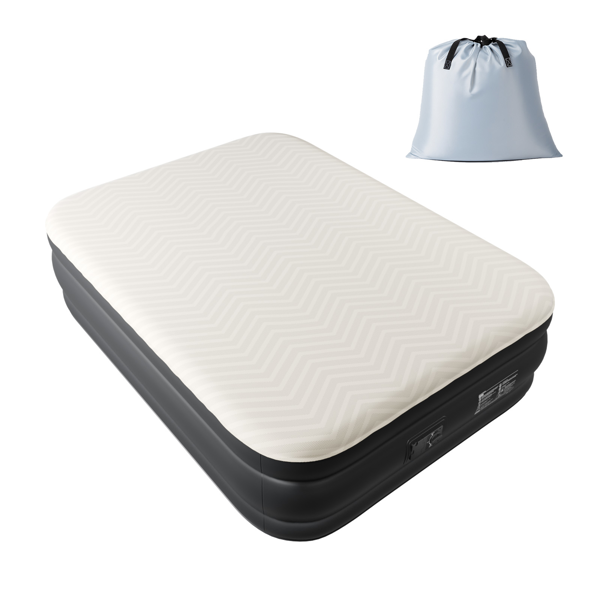 80*60*18in 海绵植绒床面 PVC围带&底部 米黄色+黑色 野营床垫 充气 带收纳袋 美规插头 200kg-10