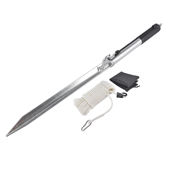 A3 船锚杆 Sand Spike Boat Anchor Pole (38'') w/Hook & 100ft Line Fit for Jet Ski Pontoon Kayak-5