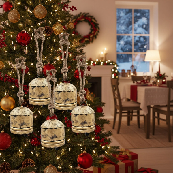 4件套圣诞钟装饰品4.5x6.1“铁制悬挂装饰品节日派对树装饰品FBA发货-3