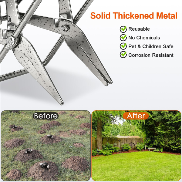 （物流随机发，自提可发加拿大）-强力鼹鼠夹——加厚防水金属材质，轻松踏步式安装，人道即刻致死，草坪与宠物，室内外通用-6