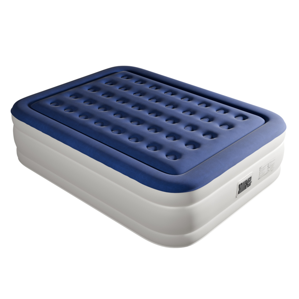 80*60*18in 植绒床面 PVC围带&底部 蓝色+白色 野营床垫 充气 带收纳袋 杯洞 美规插头 200kg-11
