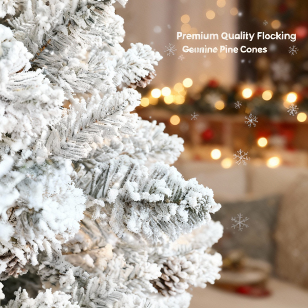 4英尺植绒圣诞树带21个天然松果366个分枝尖端人造植物树全形坚固金属支架PVC人造节日装饰，季节性使用FBA发货-5