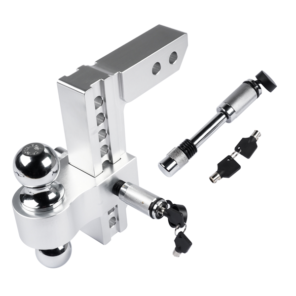 拖车挂接装置 Fits 2" Receiver Trailer Hitch Adjustable 8" Drop/Rise 12500 LBS 2" & 2-5/16" Ball w/Anti-Theft Hitch Pin-2