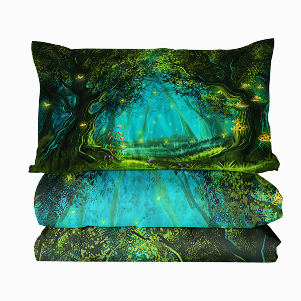 自产数码被子三件套 绿光森林  美国中号 （temu仅可自提）-6