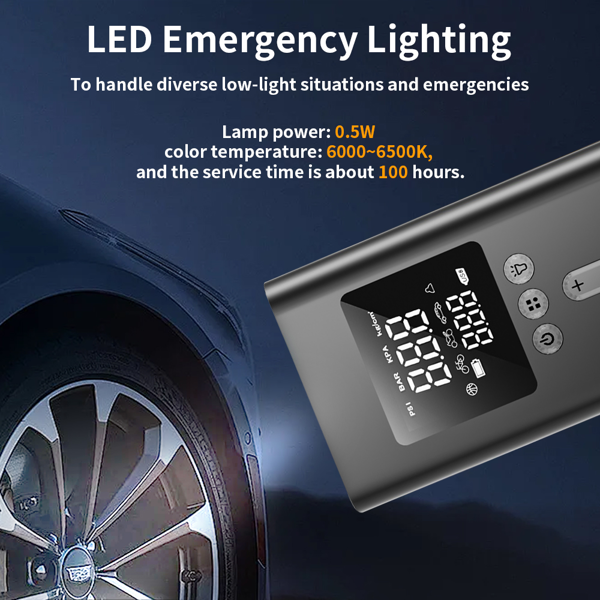 便携式汽车启动器带充气泵，150PSI数字轮胎充气泵，汽车电池启动器（9.0L汽油/6.5L柴油），安全夹具易于使用，圣诞节礼物-6