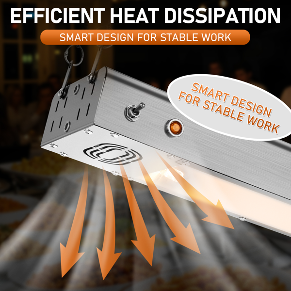 美规 HT-24H 110V 750W 食物保温台 银色 不锈钢 吊式+立式两用 电动 带链条和支撑支架-3