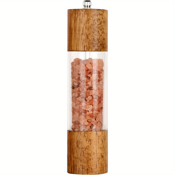 1套木质胡椒研磨器，8英寸盐磨胡椒磨，可调陶瓷转子盐胡椒摇瓶——1套橡木材质升级版亚克力厨房胡椒研磨器-2