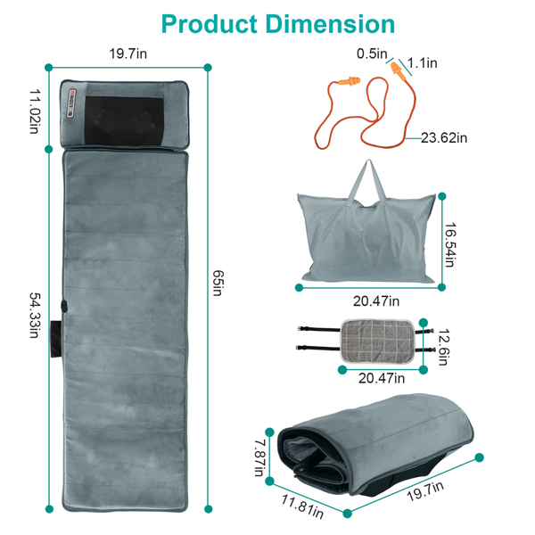 （物流随机发，自提可发加拿大）-全身按摩垫配颈部揉捏按摩器——10个精准按摩点+3档腰部加热，9种振动模式/9档速度，20节点颈部按摩（加热+3种模式），10-30分钟智能定时器，防滑底座，附赠收纳袋——父母的完美礼物-10