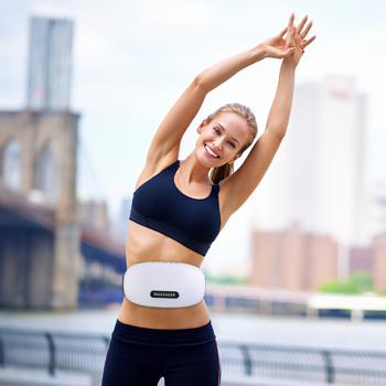 （物流随机发，自提可发加拿大）-石质腹部按摩器 - 双旋转按摩头配6颗红光灯，5种模式3档速度3档温度调节，2500mAh可充电电池，可调节腰带设计，缓解经期不适/腹胀问题