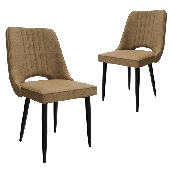 餐椅套装（2张），带靠背厨房椅，PU皮革材质，适用于客厅、休闲区及吧台的餐厅座椅-1