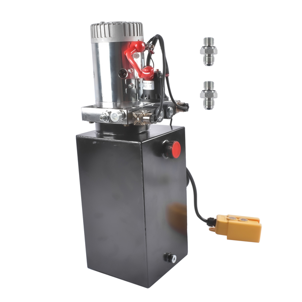 液压泵 DC 12V Electric Hydraulic Pump Unit Metal Reservoir Double Acting 10 Quart-2