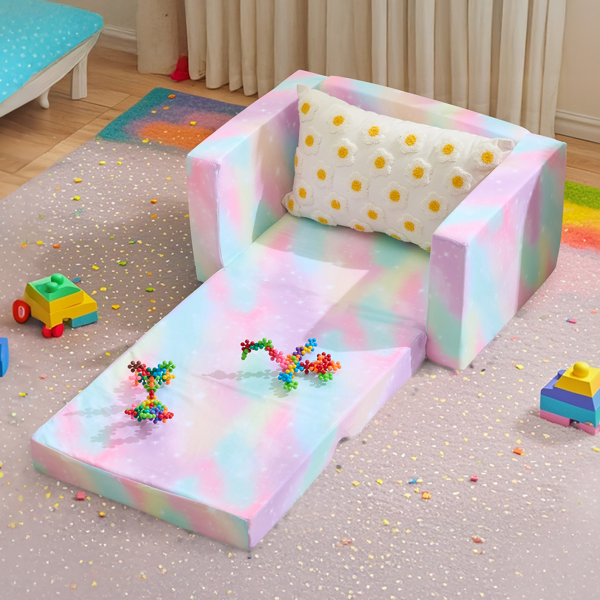 1pcs 全海绵 儿童单人折叠式沙发床 儿童沙发 喷绘 斜桃布 KS-001-14