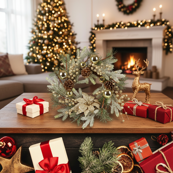 20英寸圣诞节花环带暖灯入口前门圣诞装饰的节日装饰FBA发货-4