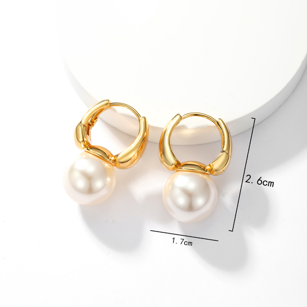金属玻璃珠铜材质简约珍珠耳环礼品-5