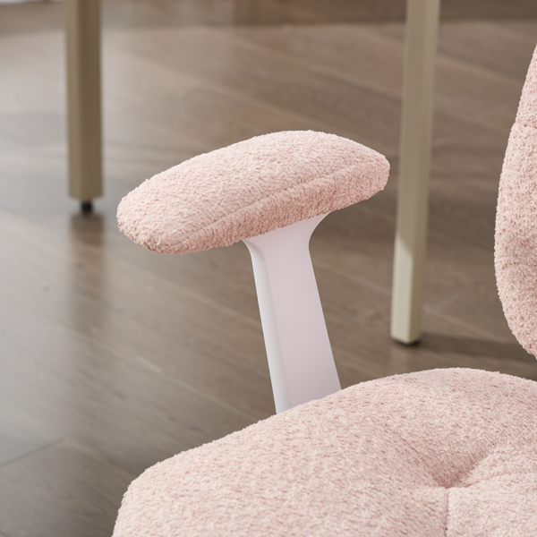 带翻转扶手的交叉腿椅、带轮子的交叉腿办公椅、适合女性的宽座椅舒适旋转椅、公寓、家庭、办公室的可调节化妆梳妆台椅、粉红色-9