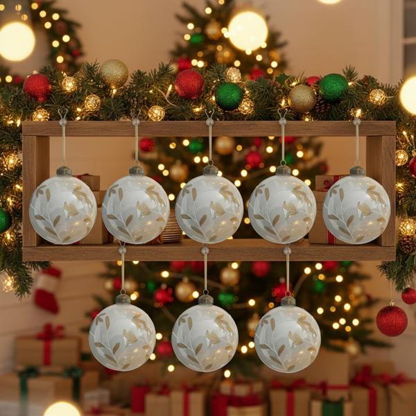 6件套3.9英寸圣诞玻璃球装饰品，用于节日树派对圣诞饰品的悬挂装饰FBA发货-14