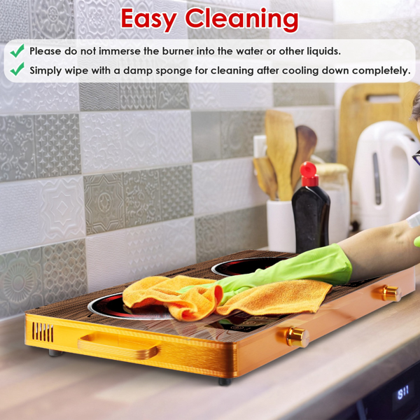 （物流随机发，自提可发加拿大）-7000W双头电炉灶 110V，配备2个3500W快速加热炉盘，4种预设模式（蒸/煎/烤/强火），11档功率调节，便携式把手及易清洁玻璃面板，适用于所有平底锅具，适合宿舍/房车/公寓/露营使用。-8