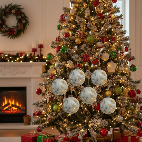 6件套3.9英寸圣诞玻璃球装饰品，用于节日树派对圣诞饰品的悬挂装饰FBA发货-13