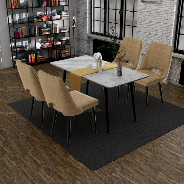 餐椅套装（4张），带靠背厨房椅，PU皮革材质，适用于客厅、休闲区及吧台的餐厅座椅-5