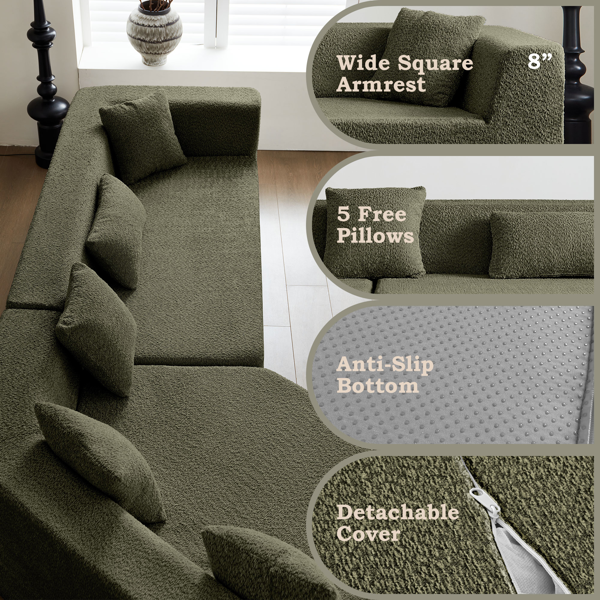 127.5'' Modern Minimalist Sofa With Deep Seat,No Assembly Needed-9