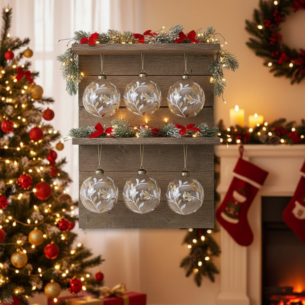 6件套3.9英寸圣诞玻璃球装饰品，用于节日树派对圣诞饰品的悬挂装饰FBA发货-9