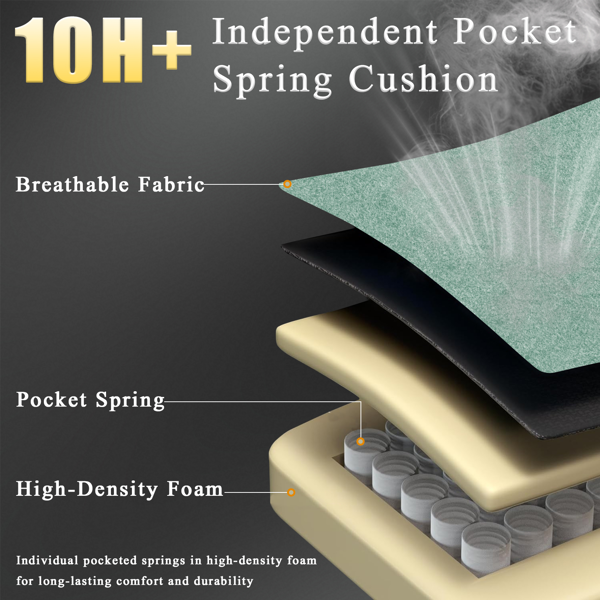 人体工学游戏椅，配备袋装弹簧坐垫，透气面料电脑椅带脚凳，可调节腰部支撑成人游戏椅-4