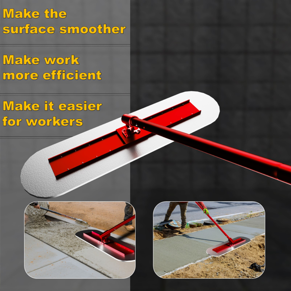 公牛抹子混凝土工具套装，48英寸×12英寸不锈钢抹子配4个可组合手柄，带抹灰刀的混凝土公牛抹子，混凝土表面修整专用公牛抹子套装-6