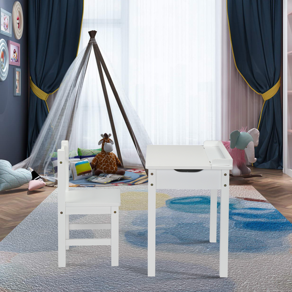 可收纳 长方形 桌面可收纳 白色 学习桌椅 儿童桌椅 现代 适用于3岁以上 59*40.5*55cm P2密度板 1s-14